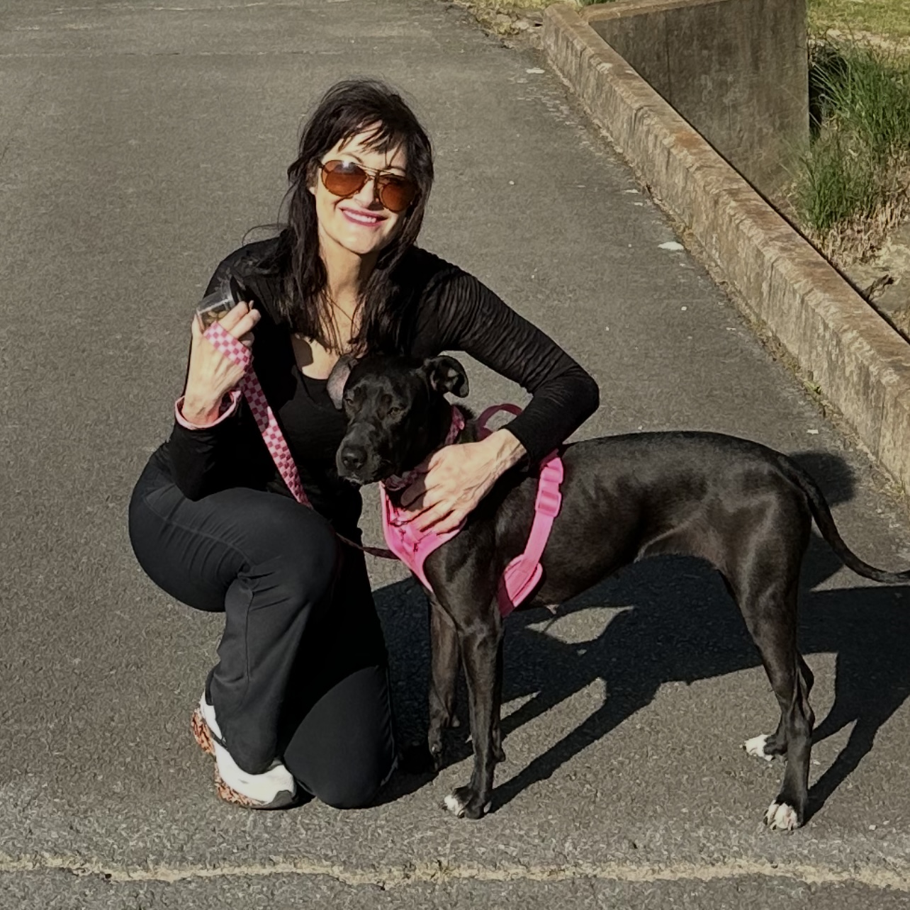 Jennifer Landry with a rescued dog